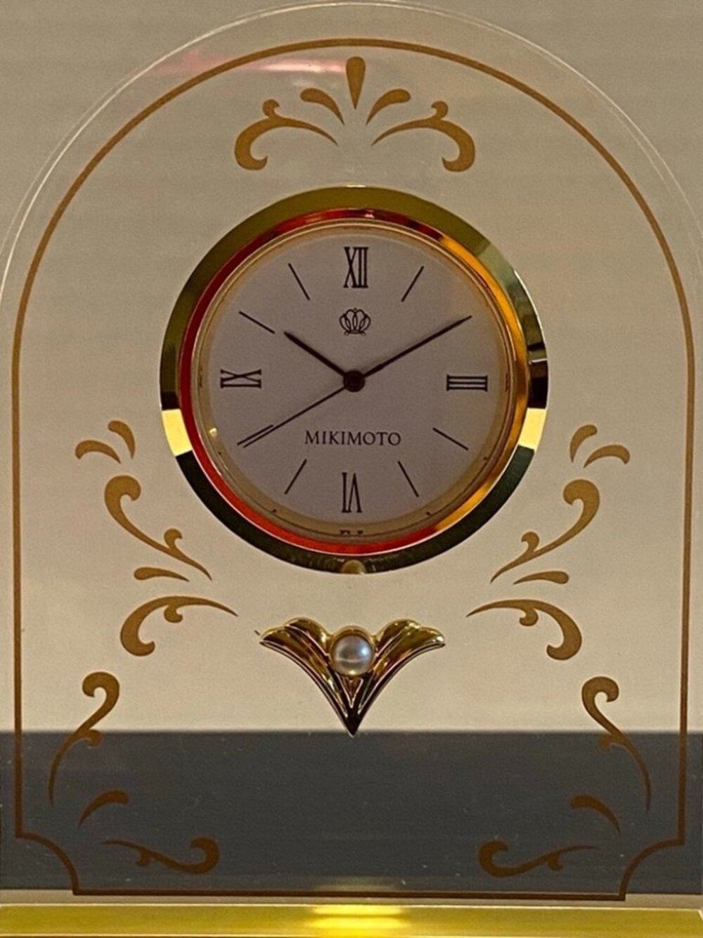 NWB Mikimoto Desk Clock & Photo Frame Gold Filigree w/ Mikimoto Pearls Gift Set - Picture 4 of 8